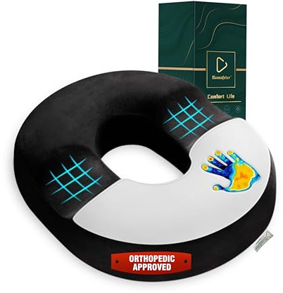 Ecosafeter Donut Cushion Memory Foam Hemorrhoids Cushion For Postpartum & Coccyx & Tailbone Pain Pressure Relief For Office Chair,Wheelchair,Office,Car Seat