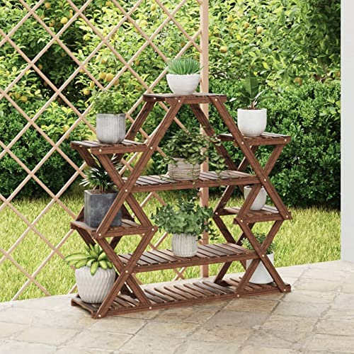 Chaduof Blumenständer, Pflanzentreppe Outdoor, Blumentreppe Draußen, Pflanzenregal, Pflanzenständer, Balkon Möbel, Blumenregal, 110x25x105 cm Massivholz Tanne