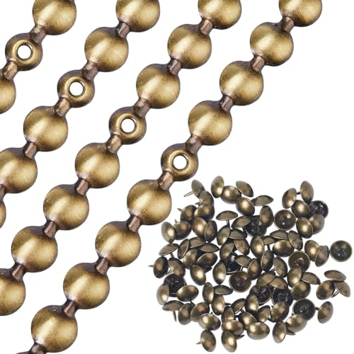 GORGECRAFT 5 pièces*1M Bandes de Punaises de Rembourrage 10.5mm Tête Ronde en Fer Métallique Garnitures de Tête de Clou Décoratives Brillantes avec 90 Clous de Tapisserie Assortis Bronze Antique