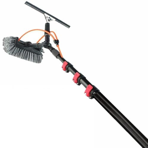 ROGHA Spazzola per Pannelli fotovoltaici Elevata durezza Wash Spazzolone Kit Spazzola Vetri Kit di Pulizia di finestre e Pali alimentati ad Acqua,36FT/10.8M