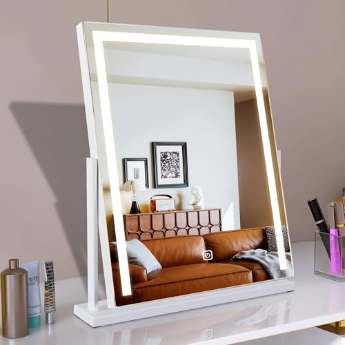 MantoLite Espejo Maquillaje LED Táctil 52x58 cm Blanco Para Tocador | Elegante Espejo Maquillaje Grande Estilo Hollywood 14W 3 Temperaturas Color Para Tocador Y Dormitorio
