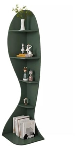Eckregal Ständer, 5-stufiges Eckregal Aus Holz, Eck-Bücherregal, Bücherregal Und Pflanzenständer Für Wohnzimmer Und Schlafzimmer Eck-Bücherregal für Wohnzimmer(Color:Grün)