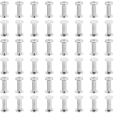 PATIKIL M5x14mm Chicago-Schrauben, 100 Sets Chicago-Schrauben Phillips-Bindungsschrauben Bolzen Leder-Nieten Messing-Befestigungselemente Verbindungsstücke Stahl, silberfarben
