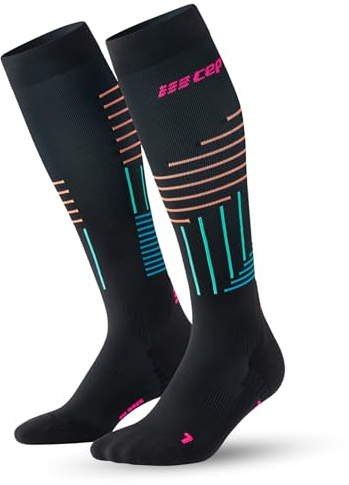 CEP - Laufsocken mit Kompression für Herren, The Run 4.0 Tall Socks, Sportsocken, Größe III/M / 39-42, black/neon pink