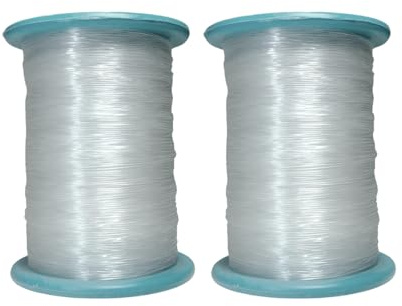 2 Rollos de Hilo de Nylon Transparente (1mm), Cuerda Fina de Plástico, Hilo de Pescar, Hilo de Abalorios para Fabricación de Joyas, Pulseras, Collares y Otras Manualidades, (Transparente 3, 1mm)