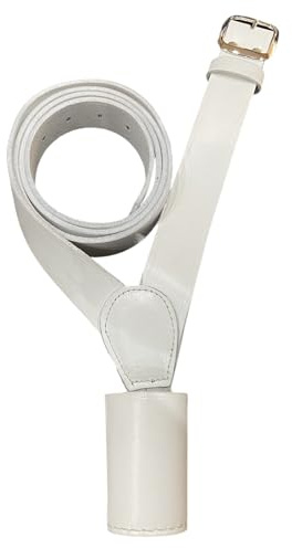 White Leather Flagpole Holder Cross belt, Shoulder Parade Strap for Flag Carrier, Ceremonial Marching Band Drill Team Honour Guard, Adjustable Genuine Leather Pole Holster Sling