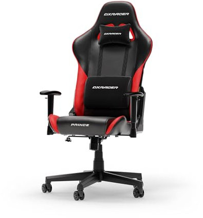 DXRacer Prince L Schwarz & Rot PVC Leder das Orginal Gaming Stuhl, Schreibtischstuhl, Bürostuhle, Office Chair, Drehstuhl für PC Gamer