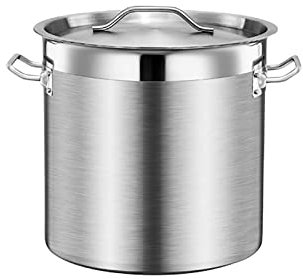 GUHPZA Stainless Steel Stockpot With Lid, Stainless Steel Stock Pot Cookware, Compatible With All Heat Sources, Silver,45 * 28cm(44L)