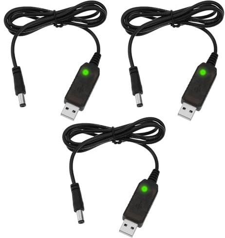 Be In Your Mind 3Pcs USB 5V to 12.6V Boost Charging Cable DC 5.5x2.1mm Line Converter Power Charging Cable Compatible with Stoov 11.1V/12.6V Lithium Battery Pack 1m