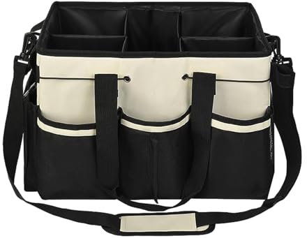 Cleaning Storage Basket - Split Storage Box, Sturdy Bucket Organizer | Bucket Organizer with Water Resistant Detailing 38x25.5x23cm, Large Cleaning Bag