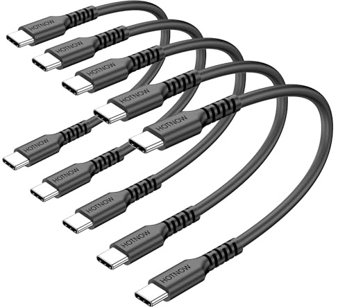 HOTNOW Cable USB C a USB C 15 cm 5 PACK,Cable USB C de Carga rápida 60W. | cable usb-c a usb-c para iPhone 17, 16, Galaxy S25, S24, Air 2020, iPad Pro, Power Bank y otros dispositivos de carga rápida