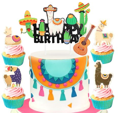 Regendeko Happy Birthday Pinata Alpaka Tortendeko Geburstag Deko Lama Kaktus Die Wüste Kinder Party Kuchendekoration Cake Toppers Geburtstagskuchen Deko