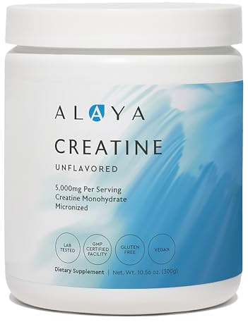 Alaya Naturals Micronized Creatine Monohydrate Powder – Pure Performance Fuel for Strength, Mental Focus, Vegan, Non-GMO, Easily Mixable & Flavorless - 5 g