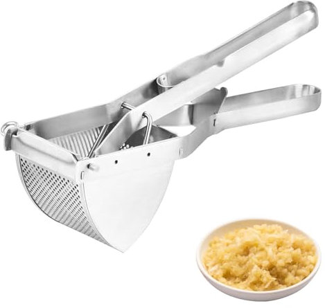 Zeripikfoasp Kartoffelpresse, Kartoffelstampfer Aus Rostfreiem, Potato Ricer Edelstahl Stabil, Kartoffelpüree Edelstahl, Leicht Zu Reinigen, Spülmaschinenfest, für Gemüsebrei, Obstsäfte, Püree