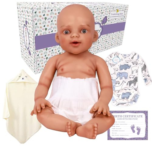 Yeefairy Barndockor i Realistiskt Silikon Nyfödd 43cm Lifelike Inte Vinyl Pojke med Öppna Ögon 2,85kg Emotionell Hjälp och Terapeutisk Företagning för Obarna Par (Bronshy)