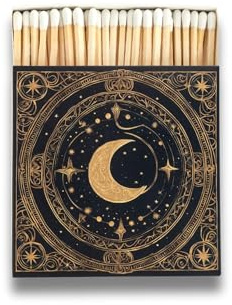 Curator Home Luxury Gift Long Safety Matches I Stylish Square Matchbox (Celestial)