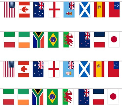 YOFANUP World Cup Football 2026 Flags Bunting, 33ft/10m, World Cup Party Decorations, Double Sides Flags Bunting for Restaurant Bar Club Garden Decor (1 Pack, 21x14cm-10m)