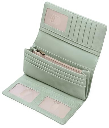 GOIACII Geldbörse Damen Leder Vintage RFID Blocking Portemonnaie Groß und im Langformat Geldbeutel mit 11 Kartenfächer und Kleingeldfach