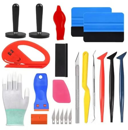 35 Stück Folierungs Werkzeug, Hochwertiges Rakel Set für Fensterfolie, Auto Folierungs Werkzeug, Folierung Werkzeug Kit, Rakel Set, Mit Filzrakel, Cuttermesser, Micro Rakel, Klinge Ersetzen