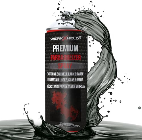 WerkXheld Abbeizspray 400ml – Extra starker Abbeizer | Professioneller Abbeizer – Sprühfarbenentferner für Metall, Holz, Stein & Beton | Entfernt effektiv Farbe & Graffiti, 400ml