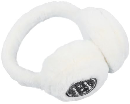 WOFASHPURET Wireless Earmuffs with Music Player Plush Winter Ear Covers for Men and Women Warm Headphone Earmuffs for Outdoor Cold Weather Soft White Design