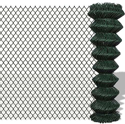 Clôture en acier - 1,5 x 15 m - Vert - Revêtement en PVC - Largeur des mailles : 60 x 60 mm - Épaisseur de fil : 2,6 mm - Résistant aux UV et aux intempéries - Pour jardin et terrain - Protection