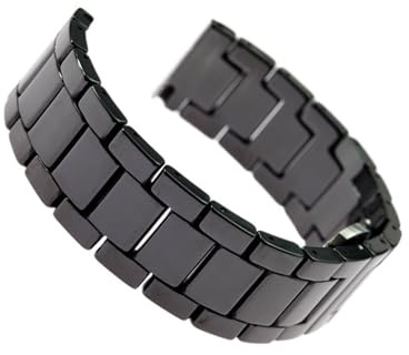 14 mm 16 mm 18 mm 20 mm 22 mm vit keramik klockarmband män dam armband(Black,16mm)