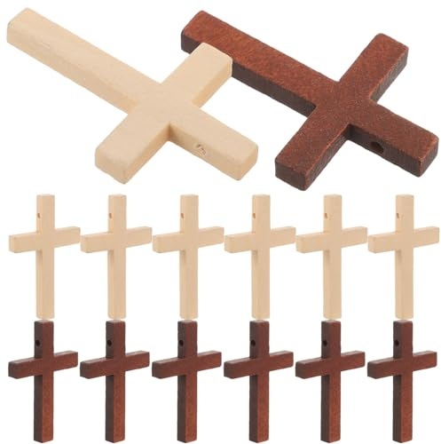 UKCOCO 20 Stück Selbstgemacht Holzkreuz Anhänger Holz Kreuzanhänger für Armband und Halskette Holzschmuck Zubehör für Basteln und Dekoration
