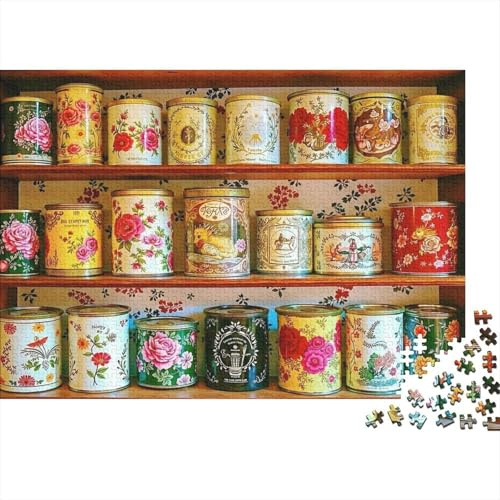 Vintage Tin Can Collection 1000 Piece Colorful Vintage Tin Cans Wall Art Jigsaw Puzzles for Adults And Kids Challenging Games 1000 Pieces Fun, Challenging & Brainteasing Adults for Women, Gifts for Me