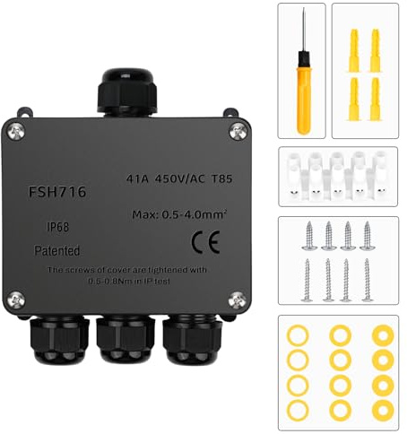 Abzweigdose Wasserdichte IP68, 4 Wege Verteilerdose Außen, Verbindungsdose, Verteilerdose Kabelverbinder, Elektrischer Außenverteilerdose, Erdkabel Klemmdose, Kabeldurchmesser Ø 4mm-15mm