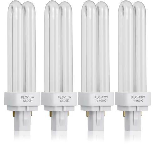 SILENRADAWN 4pcs 13w 2 Pin Fluorescent Lamp Bulbs with Double Tube Design, Easy Replacement and Long Lifespan Compact Fluorescent Light Bulbs for Home and Office Lighting