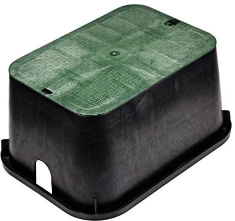 NDS 117BC* 15 in. X 22 in. Rectangular Jumbo Valve Box and Cover, 12 in. Height, Irrigation Control Valve Lettering, Black Box, Green Overlapping Cover, Black/Green