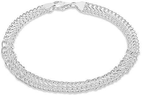 Tuscany Silver Women's Sterling Silver Solid Fancy Curb Bracelet of 19cm/7.5