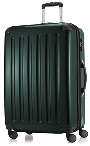 HAUPTSTADTKOFFER Alex - Großer Hartschalen-Koffer, 4 Doppel-Rollen, Trolley, Rollkoffer, Reisekoffer, Volumenerweiterung, 75 cm, 119 Liter, Waldgrün