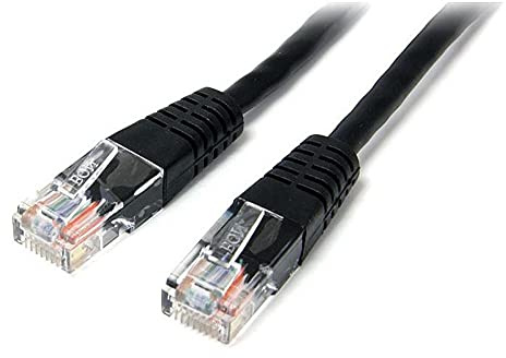 StarTech 15m Cat5e Snagless Ethernet Cable, PoE, Black (M45PAT15MBK) | Gold-plated RJ45, Patch Cable, Ethernet Cord, Connectors, UTP, 5Gbps speeds, 24AWG copper