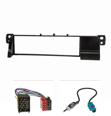 tomzz Audio 2404-010 Radioblende Set kompatibel mit BMW 3er E46 ISO Adapterkabel Alter Rundpin Anschluss Antennenadapter Fakra DIN
