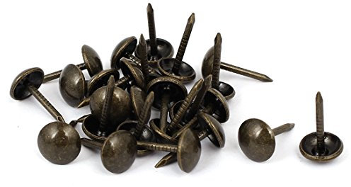 sourcing map Cuero Sofá 8mm x 15mm Redondo Cabeza Tapicería Tachuela Clavo Negro Bronce Tono 25 Piezas