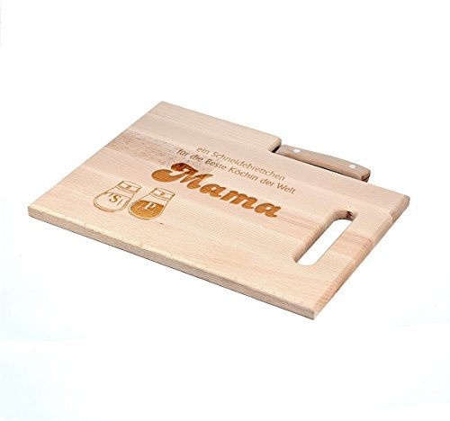 polar-effekt Frühstücksbrettchen mit Messer - Schneidebrett 30,5 x 23 cm mit Gravur - Personalisierte Geschenkidee - Motiv Salz und Pfeffer