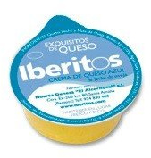 Bandeja de 45 unidades x 25 gr de monodosis de crema de queso azul marca Iberitos