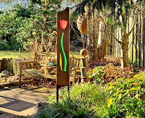 Gartenskulptur aus Holz und Glas. Gartendekoration als Unikate handgefertigt und wetterfest