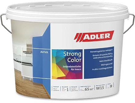 ADLER Aviva Strong-Color - 3 L - Premium Latexfarbe RAL9016 Verkehrsweiß - abwaschbare Wandfarbe für Küche, Bad & Flur, extrem strapazierfähig