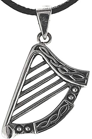 Kiss of Leather Anhänger keltische Harfe aus 925 Sterling Silber mit Baumwollband SI. 359