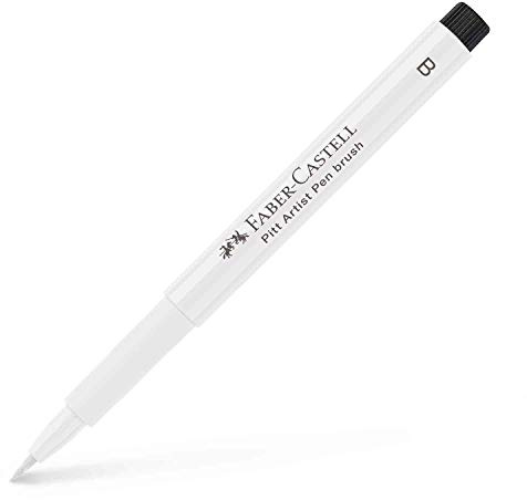 Faber-Castell 167401 Tuschestift Pitt Artist Pen B mit Pinselspitze, weiß (4er Pack)