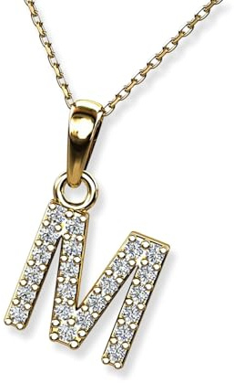 LillyMarie Damen 333 Gold Buchstaben-Anhänger Hals-Goldkette 333 klar längen-verstellbar Schmucketui Geschenk für Frauen