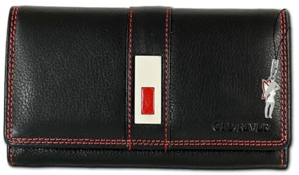 imppac Old River Leder Damen Kellnerbörse Portemonnaie schwarz 16x2x10cm D3OPD707S Leder Geldbörse für die Frau, für Jugendliche