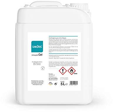 LinkDes® Antiseptik Gel, VAH gelistet, Desinfektionsgel, klebt nicht an den Händen, begrenzt viruzid EN 14476 (5 Liter)