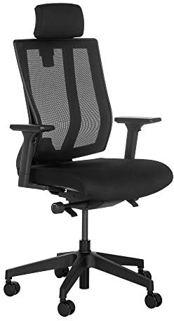 Vari Task Chair with Headrest (VariDesk) - Adjustable Height Ergonomic Office Desk Chair with Armrests & Casters - Breathable Mesh Computer Chair with Lumbar Support - Easy Assembly - Black
