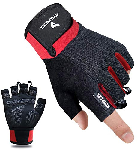 ATERCEL Fitness Handschuhe, Trainingshandschuhe für Crossfit, Bodybuilding, Radsport, Gym, Krafttraining, Sporthandschuhe für Damen und Herren(Rot, S)