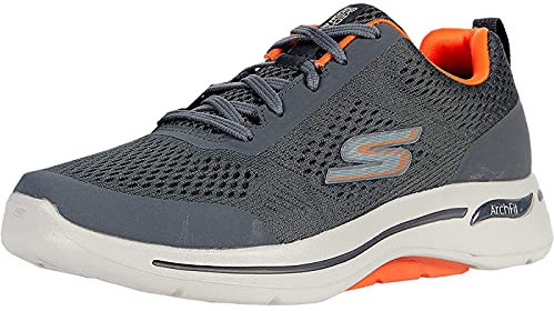 Skechers Men's Go Walk Arch Fit Idyllic Sneaker,Charcoal Textile/Synthetic/Orange Trim,7.5 UK