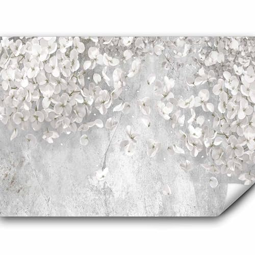 murando - Fototapete Vlies weiße Blumen, 400x280 cm, Schlafzimmer, Full HD | Full HD Druck, 3D-Effekt, lichtbeständige Farben, ideal fürs Wohn- oder Schlafzimmer, schnelle Montage, lichtbeständig, edel